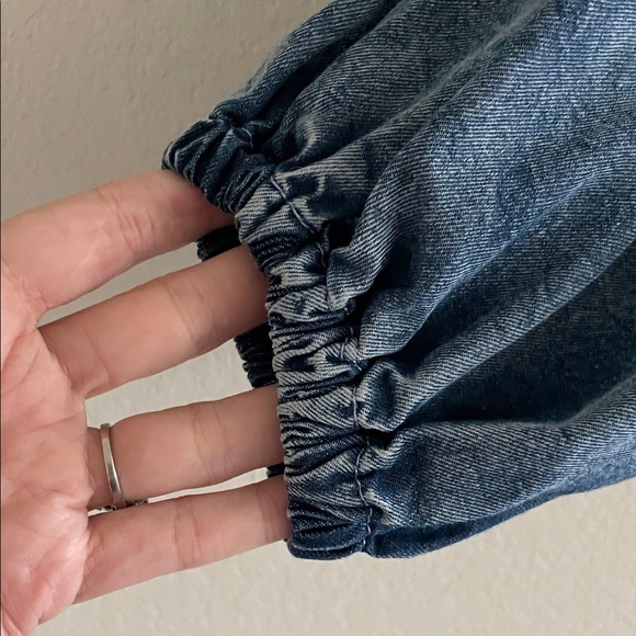 Women Denim Button-Up Ballon Sleeve Romper w/ Belt XL Causal Cotton Contemporary - Picture 6 of 15